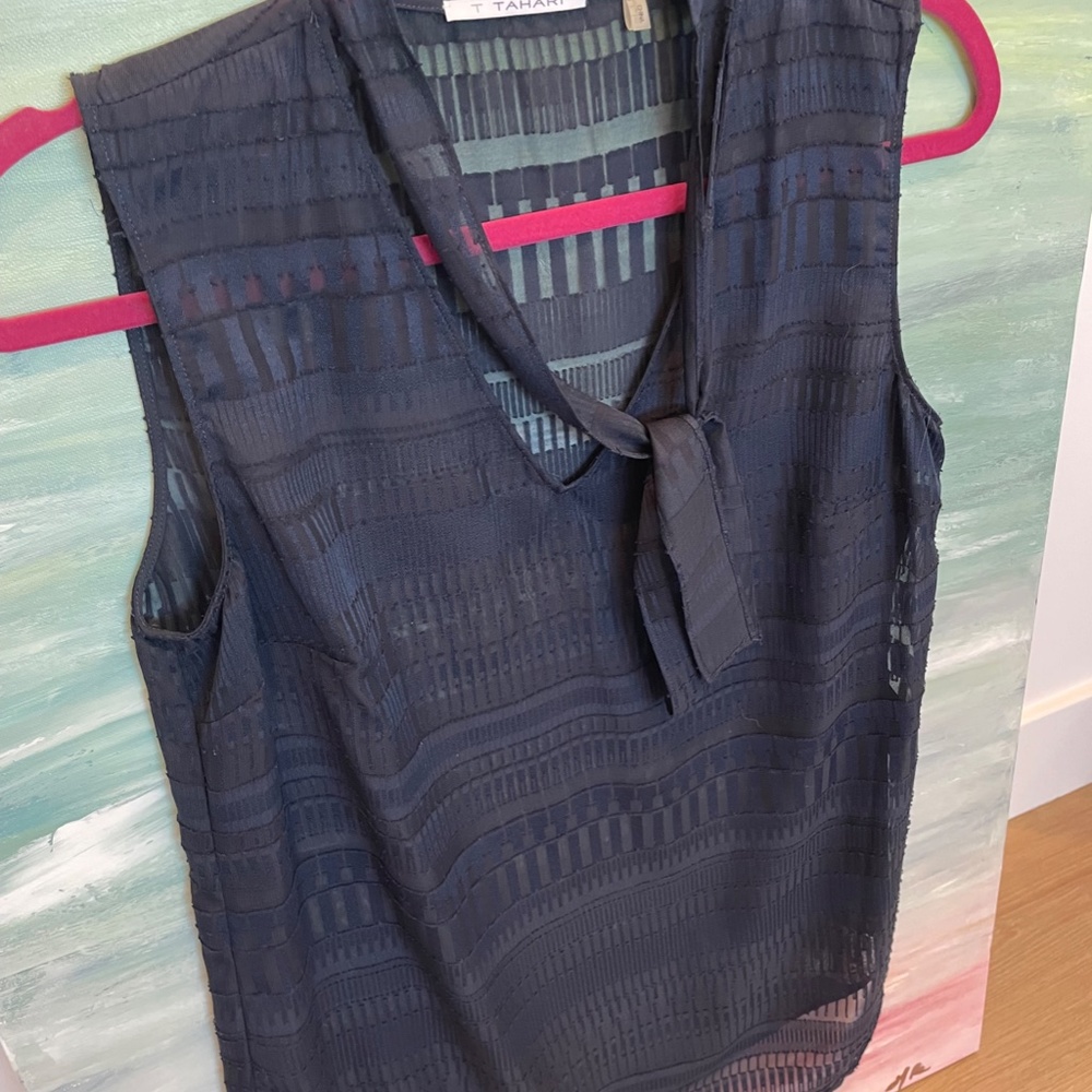 Blue Detailed Tahari Blouse S
